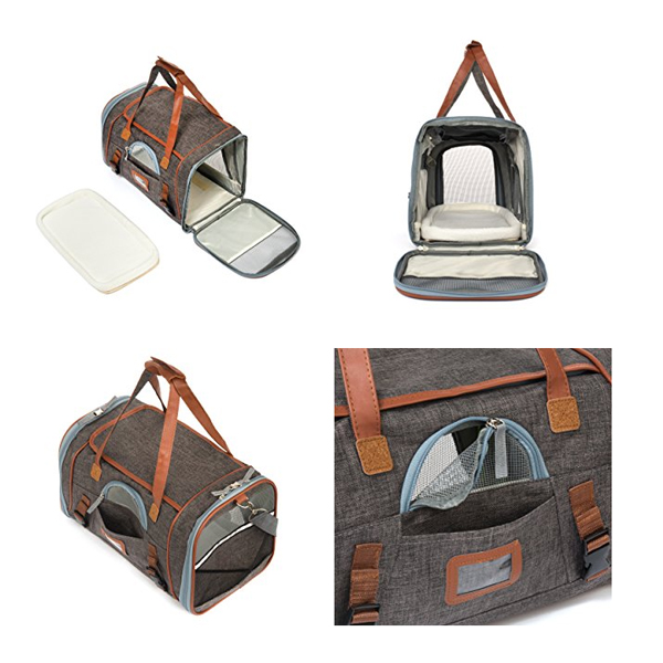 Two Tone Fabric Foldable Pet Carrier