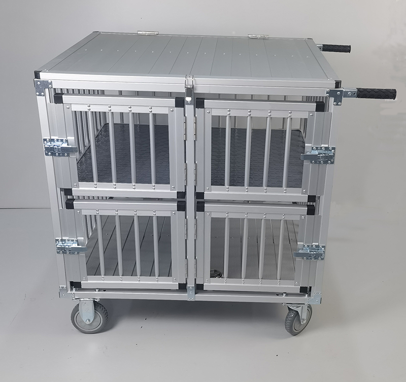 All Aluminium Dog Trolley with Four Doors with Foldable Handle