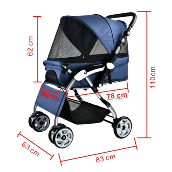 Heavy Duty Pet Stroller Travel Carriage with Pump-Free Tires