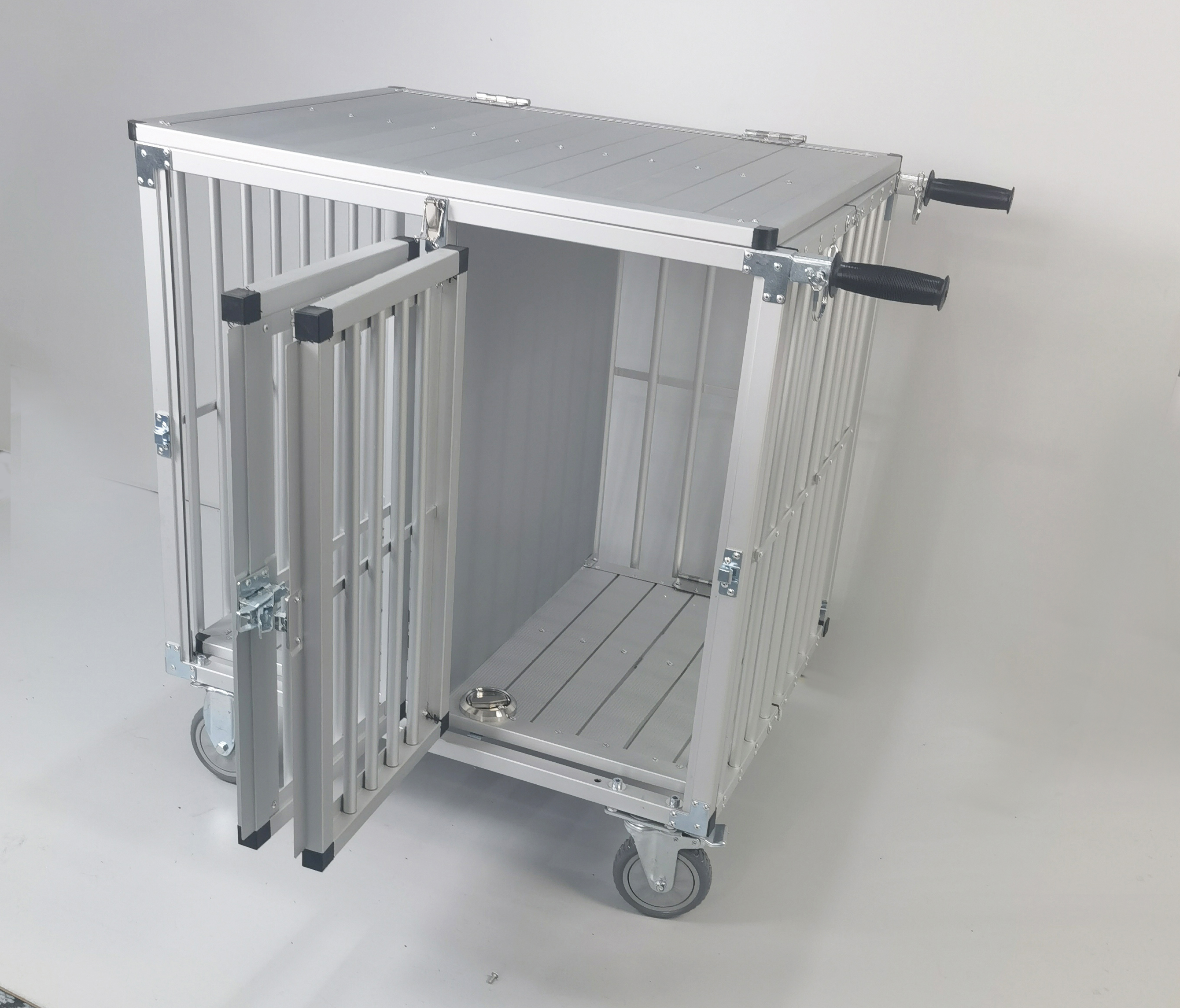 All Aluminium Dog Trolley with Double Doors with Foldable Handle